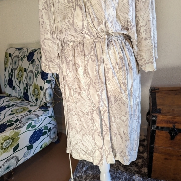 Olivaceous Snakeskin Smocked Dress- size M - Picture 3 of 4